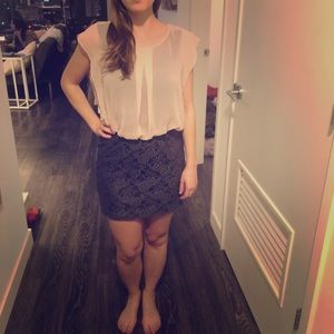 Flowy top with tight lace dress